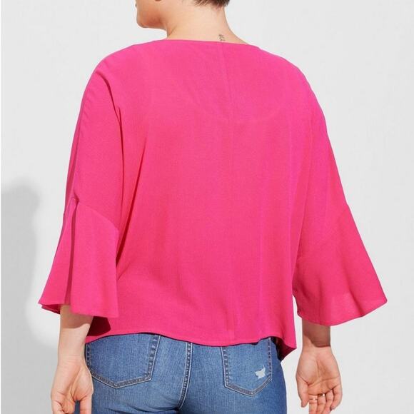 Torrid Pink Washable Gauze Tie Front Crop Kimono 2X NWT 40255075 Barbie Pink - Picture 2 of 16
